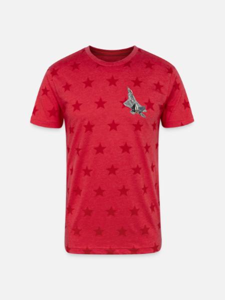 F22-Raptor - Unisex Adult Star Printed T-Shirt - red star