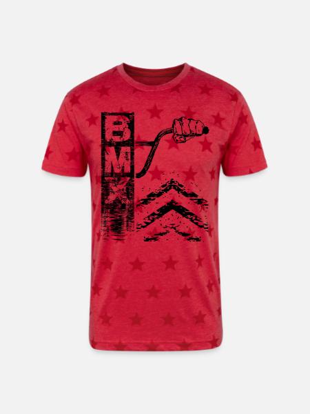Behind Bmx Bars - Unisex Adult Star Printed T-Shirt - red star