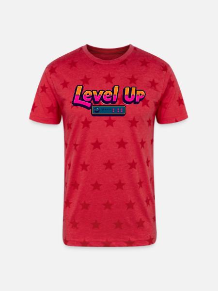 Level Up - Unisex Adult Star Printed T-Shirt - red star