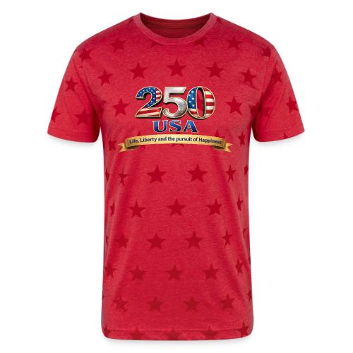 250 USA Liberty Banner - Unisex Adult Star Printed T-Shirt