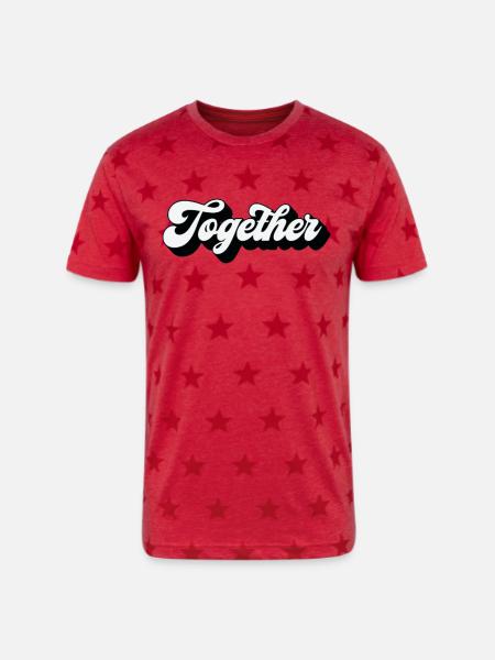 Together - Unisex Adult Star Printed T-Shirt - red star