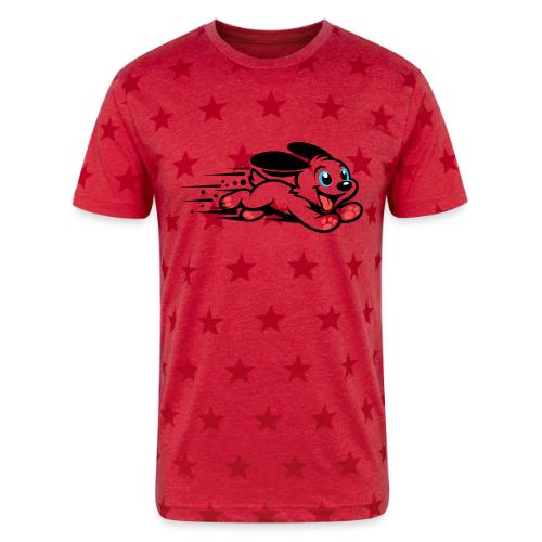 Speedy Pup Sprint on the Run - Unisex Adult Star Printed T-Shirt