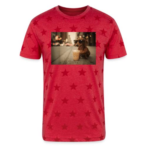 Funny Dachshund Iced Coffee Lover Tee - Unisex Adult Star Printed T-Shirt