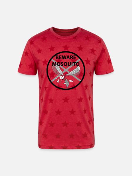 beware mosquito - Unisex Adult Star Printed T-Shirt - red star