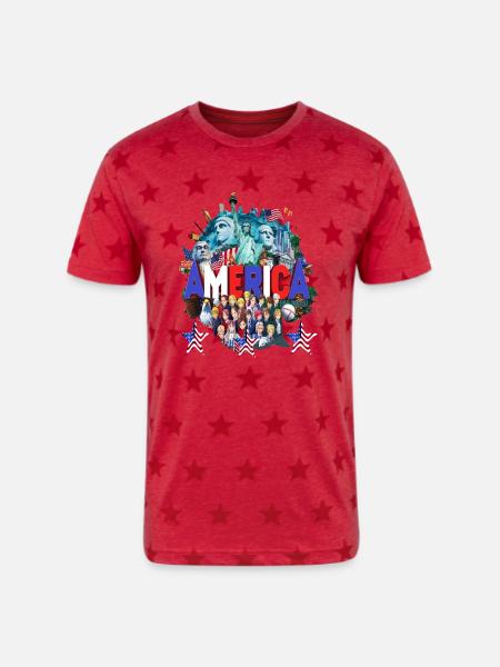 Liberty Legacy T-shirt - Unisex Adult Star Printed T-Shirt - red star