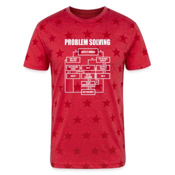Men Problem Solving Chart Flow Chart Geek Nerd - Unisex Adult Star Printed T-Shirt - red star - Front