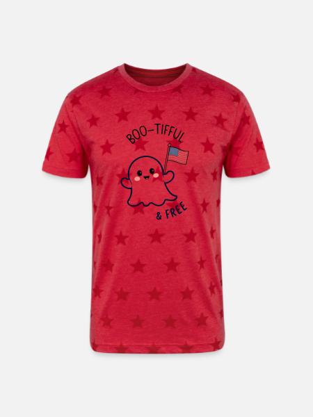Ghost - 4th of july - Unisex Adult Star Printed T-Shirt - red star