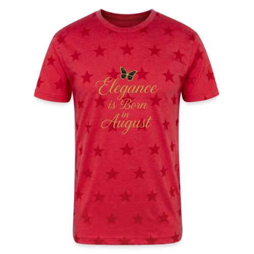 Elegance Is Born in August | Gold Butterfly - Unisex Adult Star Printed T-Shirt