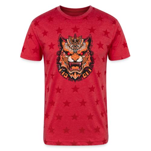 Tribal Demon Wolf Mask - Unisex Adult Star Printed T-Shirt