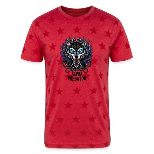 Alpha Predator Wolf Fierce Neon Eyes - Unisex Adult Star Printed T-Shirt