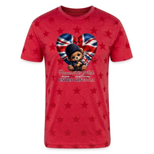 Proud to Be British Teddy Bear UK Patriot Gift - Unisex Adult Star Printed T-Shirt