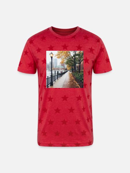 Boston, Massachusetts - Unisex Adult Star Printed T-Shirt - red star