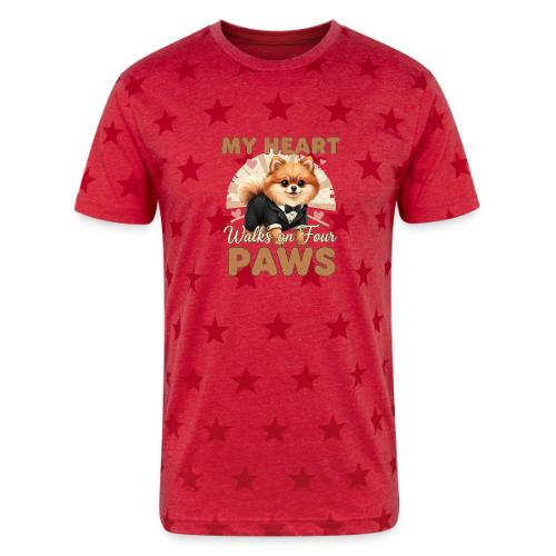 My Heart Walks on Four Paws – Pomeranian tee - Unisex Adult Star Printed T-Shirt