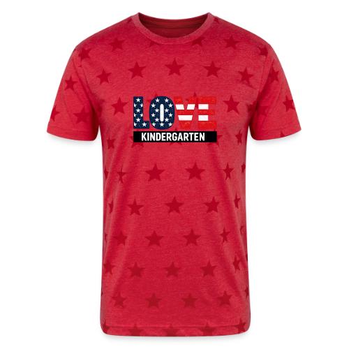Love Kindergarten Patriotic Graduation - Unisex Adult Star Printed T-Shirt