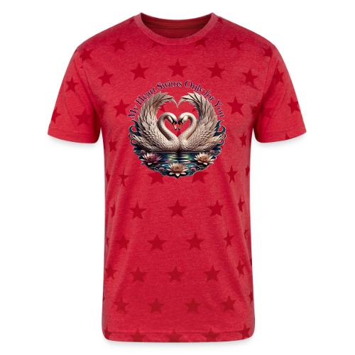 My Heart Swims Only for You Swan Heart T-Shirt - Unisex Adult Star Printed T-Shirt