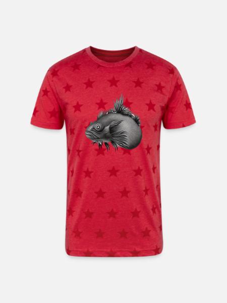 prehistoric axolotl - Unisex Adult Star Printed T-Shirt - red star