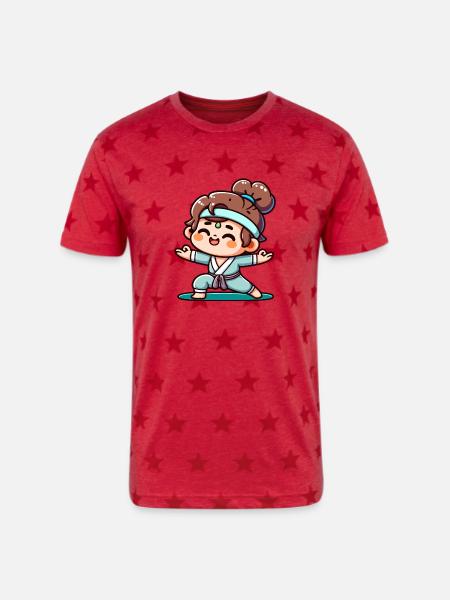 Happy Little Yogi - Unisex Adult Star Printed T-Shirt - red star