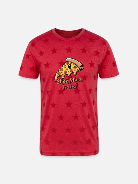 Slice Slice Baby - Unisex Adult Star Printed T-Shirt - red star