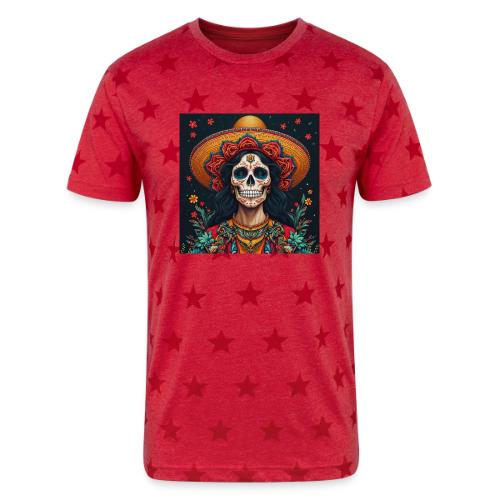 Charra Skull Art | Traditional Mexican Design - Unisex Adult Star Printed T-Shirt