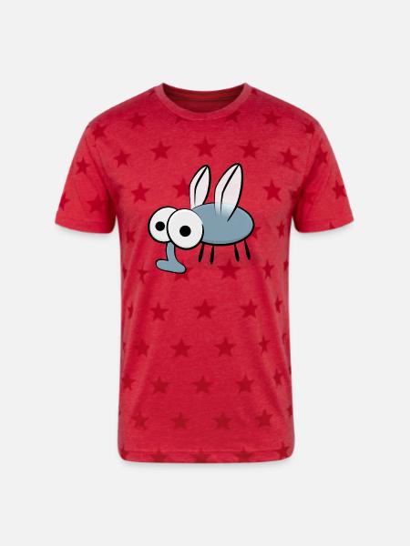 Cartoon mosquito - Unisex Adult Star Printed T-Shirt - red star