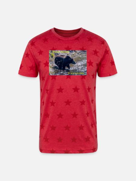 Choose The Bear - Unisex Adult Star Printed T-Shirt - red star