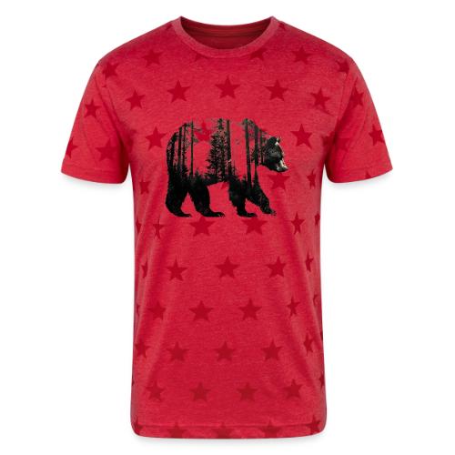 Evergreen Bear Silhouette - Unisex Adult Star Printed T-Shirt