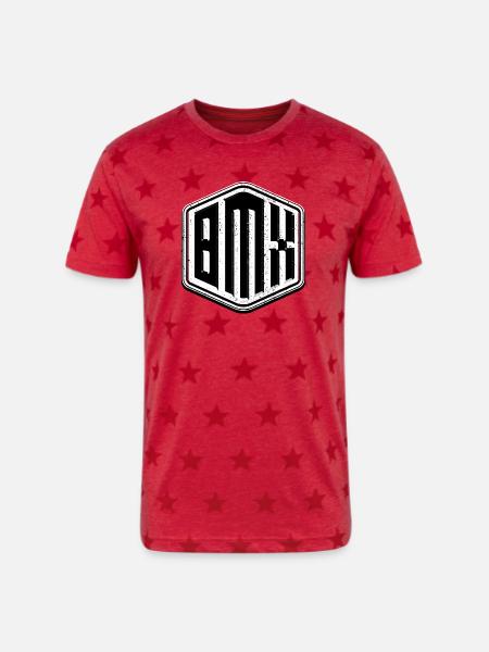 Bmx Apparel | Bmx Biker | Bmx - Unisex Adult Star Printed T-Shirt - red star