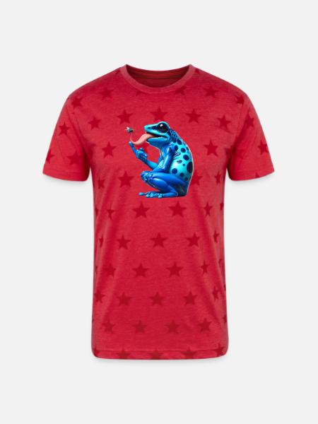 Poison dart frog - Unisex Adult Star Printed T-Shirt - red star