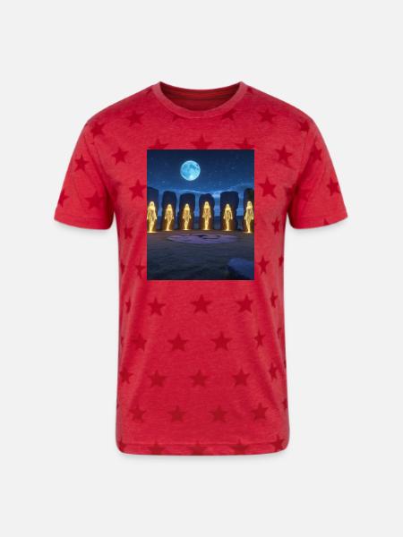 Pleiadians - Unisex Adult Star Printed T-Shirt - red star