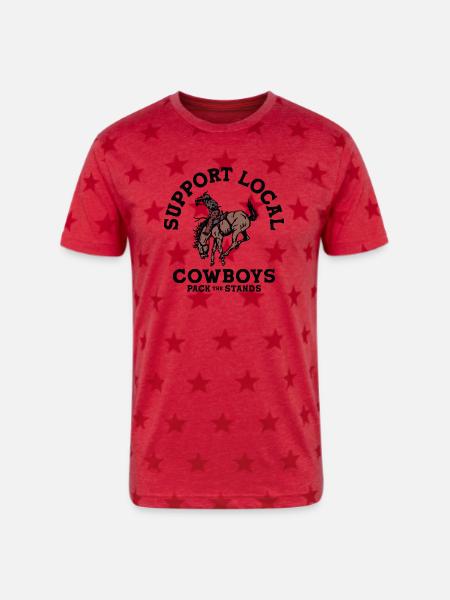 Soutenez les cow-boys locaux - T-shirt étoilé Unisexe - rouge avec des étoiles