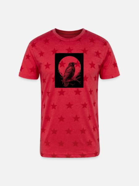 Black Raven - Unisex Adult Star Printed T-Shirt - red star