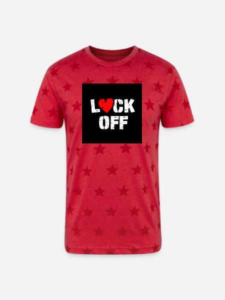 Heart Lock Off - Unisex Adult Star Printed T-Shirt - red star