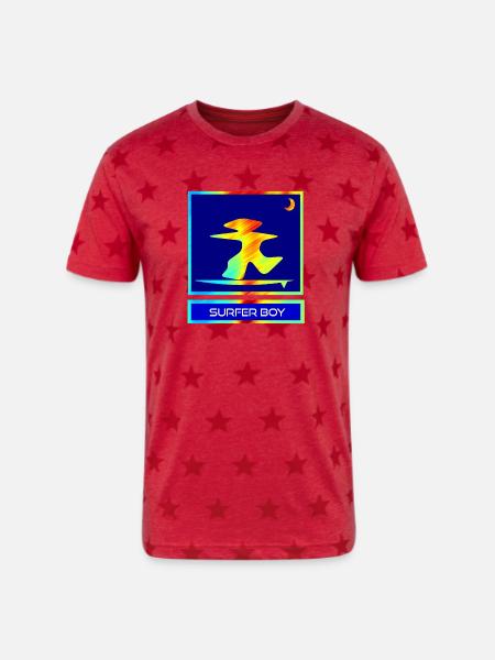 Surfer Boy - Unisex Adult Star Printed T-Shirt - red star