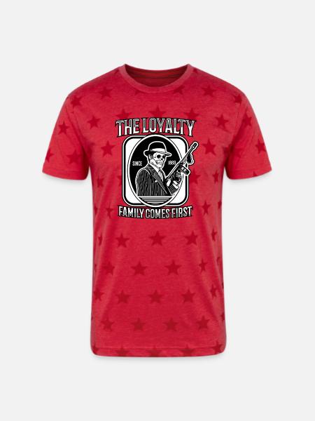 Loyalty Family Comes First - Unisex Adult Star Printed T-Shirt - red star