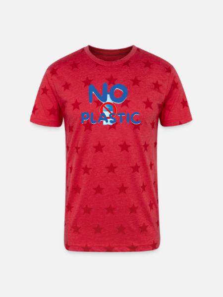 NO PLASTIC - Unisex Adult Star Printed T-Shirt - red star