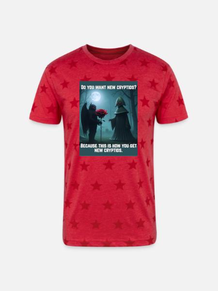 Mothman Romance - Unisex Adult Star Printed T-Shirt - red star