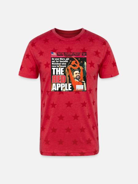 The Red Apple New York Post Zohran Mamdani  - Unisex Adult Star Printed T-Shirt - red star