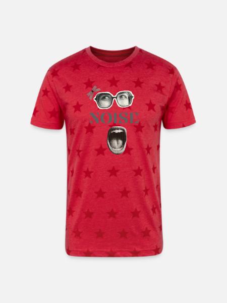 Noisy Halftone Glasses Mouth - Unisex Adult Star Printed T-Shirt - red star