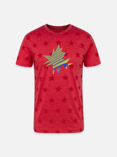 Vibrant Nebula Starburst - Unisex Adult Star Printed T-Shirt - red star