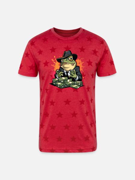 Exaggerated Expression Vector Illustration - Unisex Adult Star Printed T-Shirt - red star
