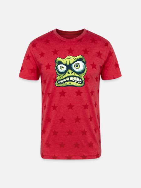 Gremlin Grin Tee - Unisex Adult Star Printed T-Shirt - red star