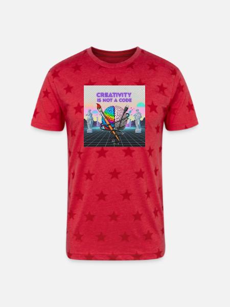 Brainbrush Neon: Creativity Unplugged - Unisex Adult Star Printed T-Shirt - red star