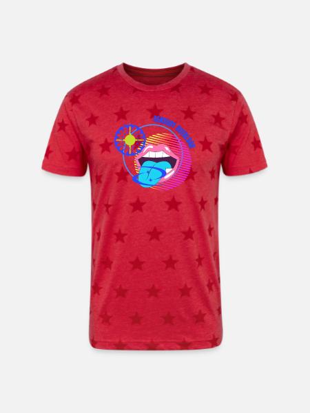 Sensory Overload Glitch Aesthetic - Unisex Adult Star Printed T-Shirt - red star