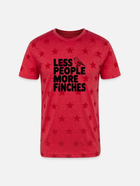 Less People More Finches - Unisex Adult Star Printed T-Shirt - red star