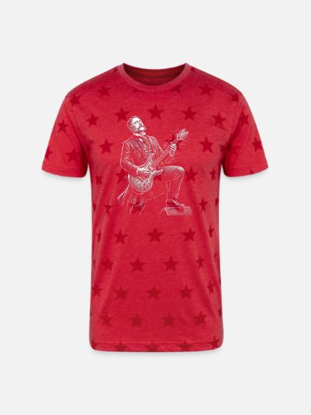 Chester A. Arthur Guitarist - Unisex Adult Star Printed T-Shirt - red star