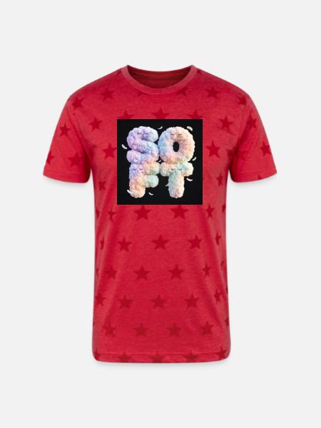 Pastel Cloud 42 Duo - Unisex Adult Star Printed T-Shirt - red star