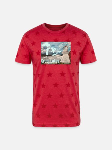 Great Lakes Lighthouse Poster - Unisex Adult Star Printed T-Shirt - red star