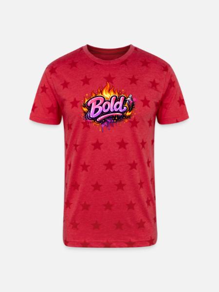 Bold Graffiti Fire Art - Unisex Adult Star Printed T-Shirt - red star