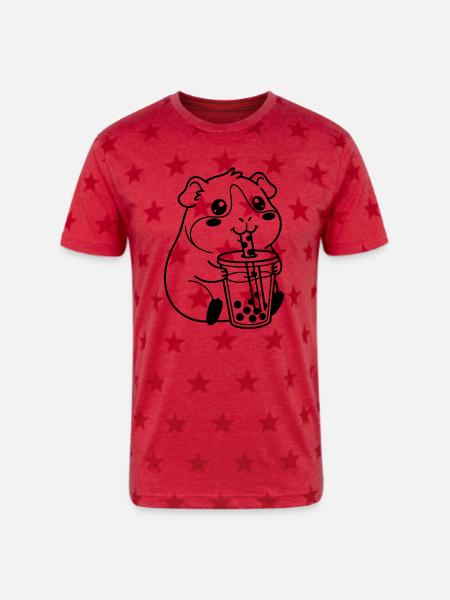 bubble tea - Unisex Adult Star Printed T-Shirt - red star