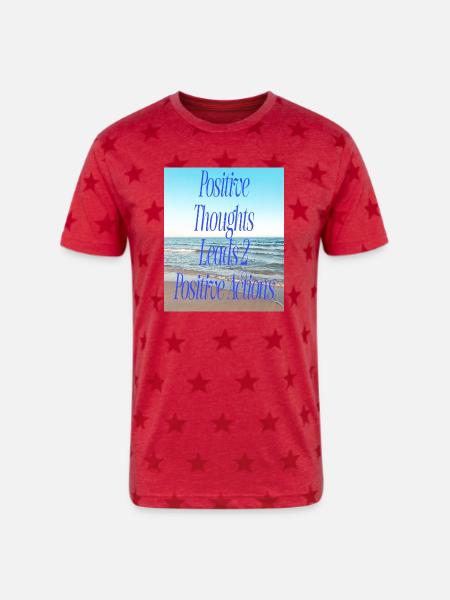 Positive Thoughts, Positive Actions - Unisex Adult Star Printed T-Shirt - red star